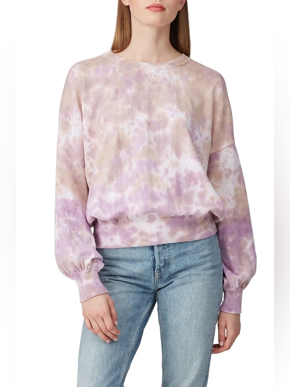 Spirtitual Gangster block party sweatshirt purple white beige tie dye